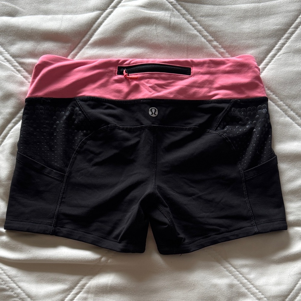 lululemon athletica Women's Black and Pink Athletic Shorts